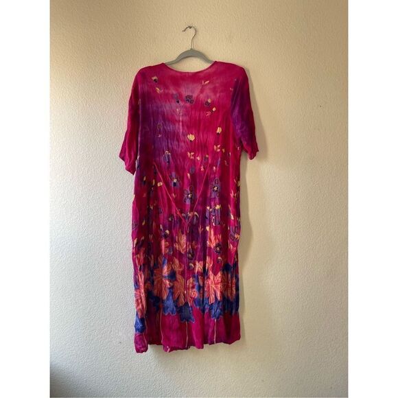 Vintage‎ womens pink floral button up midi dress - Picture 4 of 8